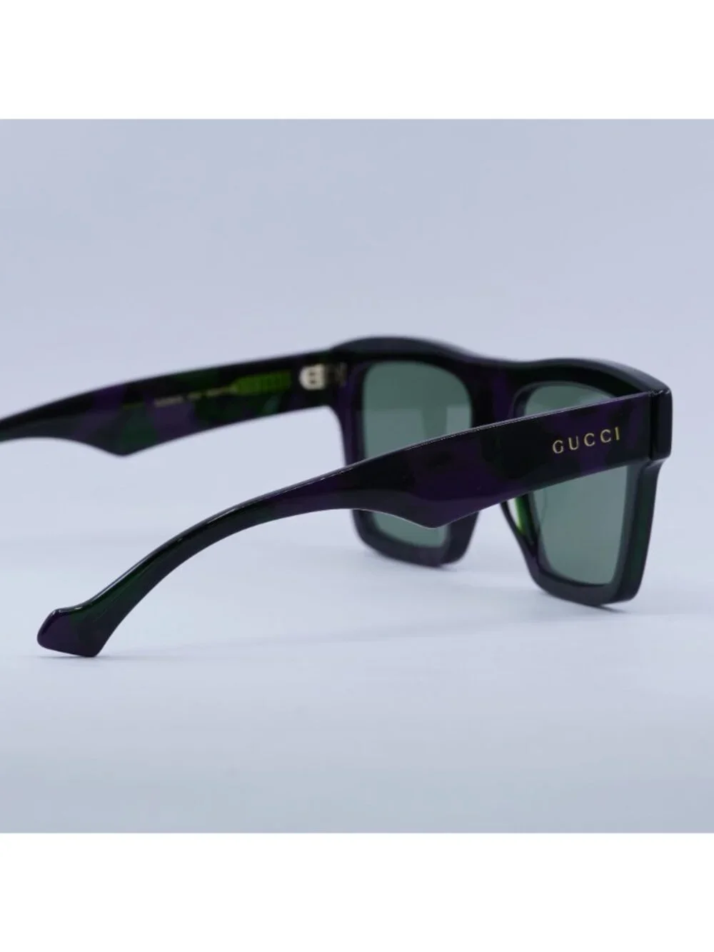 Gucci GG0962S 014 Sunglasses Purple Square Frame, Green Lenses